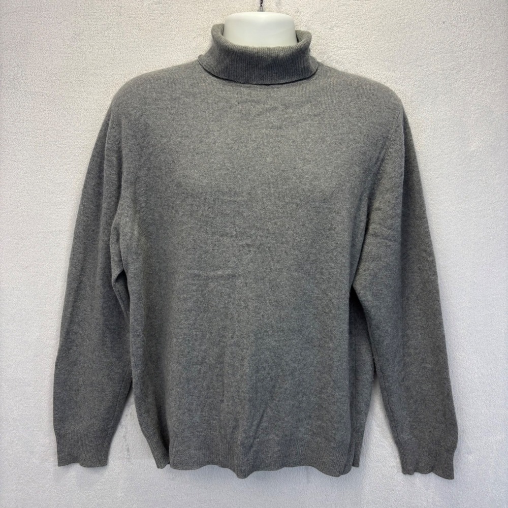 Jos. A. Bank 100% Cashmere Turtleneck Sweater Men M Gray Minimalist Quiet Luxury